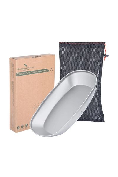 Choice Ti1114T L 1pcs Boundless Voyage Reusable Titanium Pan Dinner Plate Ultralight Dish with Carry Bag Fo