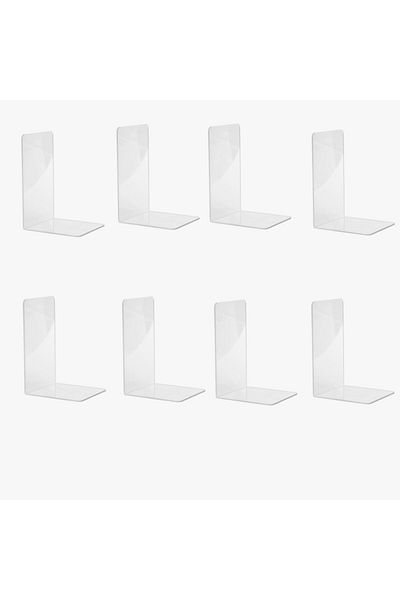 Choice Transparent 4/8pcs Set Clear Acrylic Bookends - Desktop Display Stands for Office, Home & Retail Use