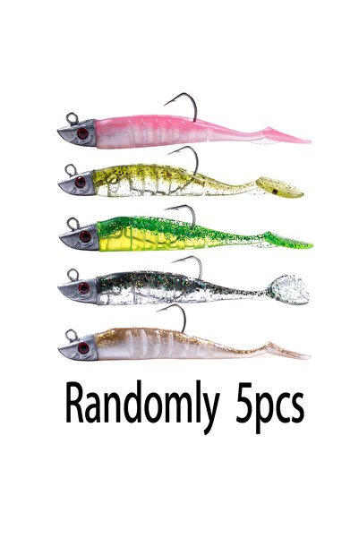 Choice 5 قطع من طُعم هينججيا الناعم المصنوع من السيليكون برأس صيد 9 سم - 15 ج...