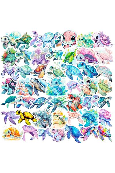 Choice 50pcs 50pcs Blue Sea World Turtle Stickers Pack for Kid Cartoon Graffiti Decals Scrapbooking Luggage