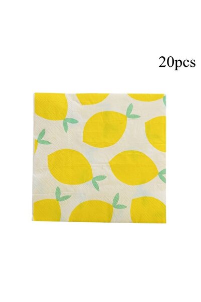 Choice 20pcs napkins 1set Lemon Paper Banner Cake Toppers Disposable Straws f...