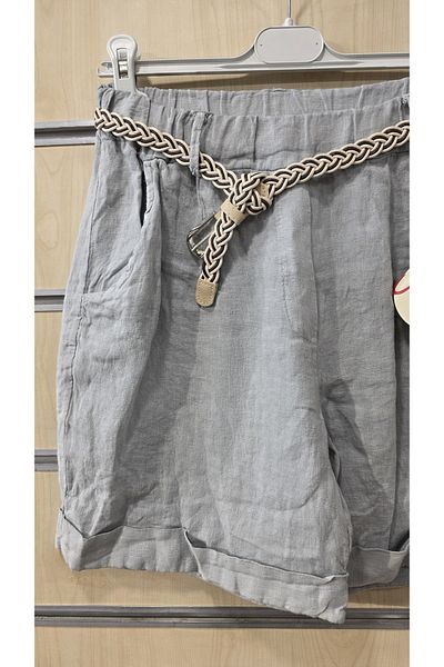 Park Moda Italian Linen Shorts with Knitted Belt
