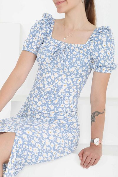 TOFİSA Princess Sleeve Slit Dress Baby Blue - 27292