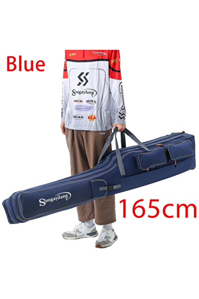 Choice حقيبة صنارة صيد سمك Sougayilang زرقاء مقاس 165 سم، حقيبة تخزين صنارة ص...