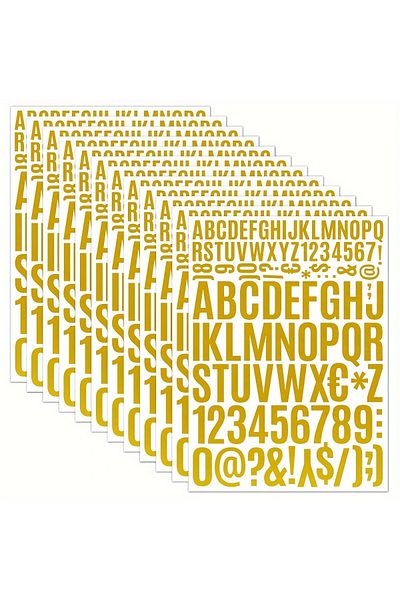 Choice GOLD 10 Sheets Elegant Gold Foil Letter Sticker, 1020 Pcs Mixed Sizes Self-Adhesive Vinyl Letters fo