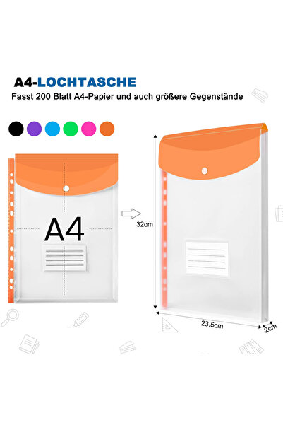 Choice 12-Piece File Holder, Binder Dividers with Snaps, Fits 2/3/4/11 Binders, 6 Colors