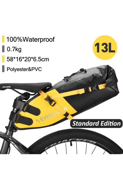 Choice حقيبة دراجة PAC040-YEL NEWBOLER مقاومة للماء بسعة كبيرة 13 لترًا وحقيب...
