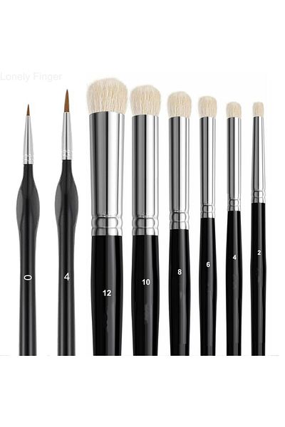 Choice 8Pcs Wool Brush 8pcs Miniature Painting Dry Brush Set with 6 Drybrushes and 2 Small Detail Brushes f