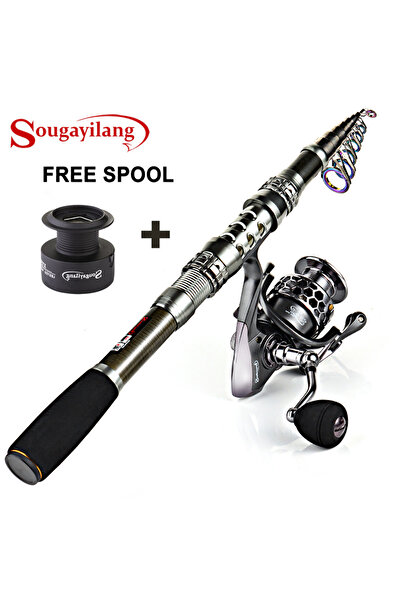 Choice قضيب صيد دوار من ألياف الكربون بطول 2.1 متر من طراز XY2000 Sougayilang بطول 1.8-3.3 متر، مزود ببكرة صيد 13+1BB، هاتف