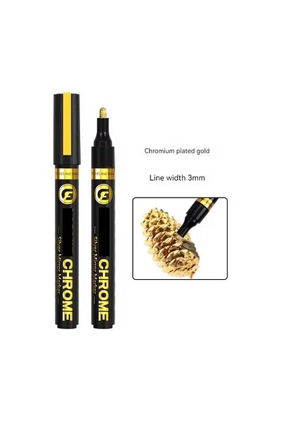 Choice 1pc gold 3mm Chrome Mirror Electroplating Marker 0.7/1.0/2.0/3.0mm Paintbrush Silver Gold Yellow Red
