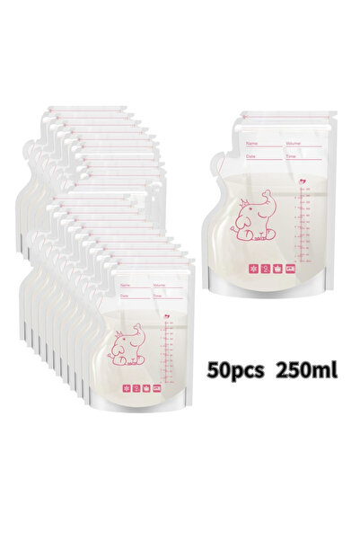 Choice 50 قطعة 250 مل 50 قطعة من أكياس تخزين حليب الأم المطبوعة على شكل فيل أ...