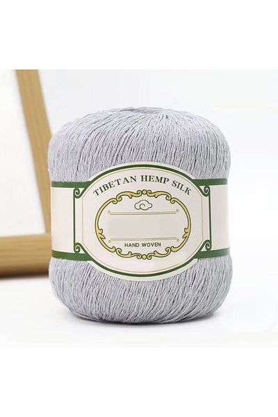 Choice 19 Blue Grey 200g Cotton Linen Lace with Sequin Yarn, Cotton Linen Hand Woven Crochet Hollow Summer