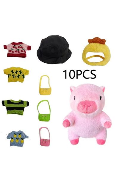 Miaoowa about 25cm 10pcs pink 25CM Cute Capybara Dress Up With Clothes Hat Bag Cosplay Accessories Stuffed P