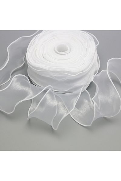 Choice 25 yards WHITE 60mm Wave Silk Organza ribbon Bow material for hair ornament gift wrapping decoration