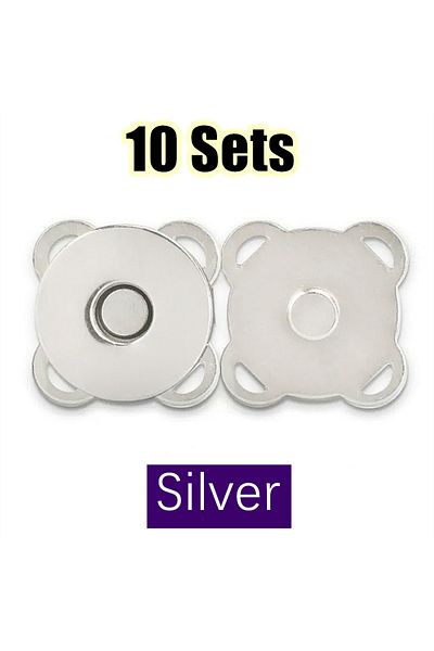 Choice 14mm Silver 10 Sets Metal Magnetic Snap Fasteners Clasps Buttons For Handbag Purse Wallet Clothes Ba