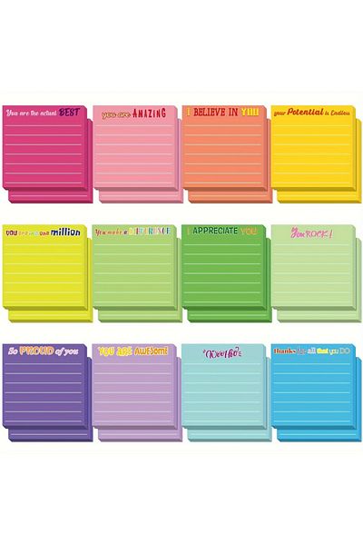 Choice 12 pcs 12 Pcs Inspirational Sticky Notes with Lines Cute Motivational Sticky Note Pad Appreciation S