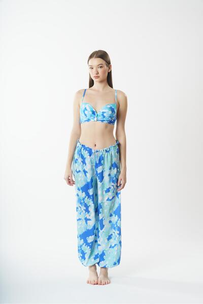 Louren 5823 Model White Slit Trousers Pareo