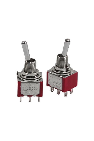 Choice FLEOR 2PCS Red Mini 2 Way Toggle Switch Guitar Pickup Selector Switch DPDT ON/ON 3A 250V AC / 5A ...