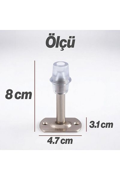 Badem10 (Metal) Door Stopper Buffer Chrome 8 cm Door Stopper Holder Door under Above Handle Stopper with Silicone