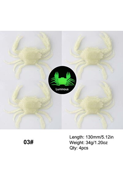 Choice 4 قطع مضيئة 4 قطع 13 سم طُعم صيد اصطناعي مضيء على شكل سرطان البحر بيون...
