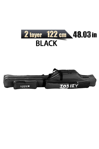 Choice حقائب صنارة صيد سمك سوداء من طبقتين بطول 122 سم، 60/100/122/150/152/18...