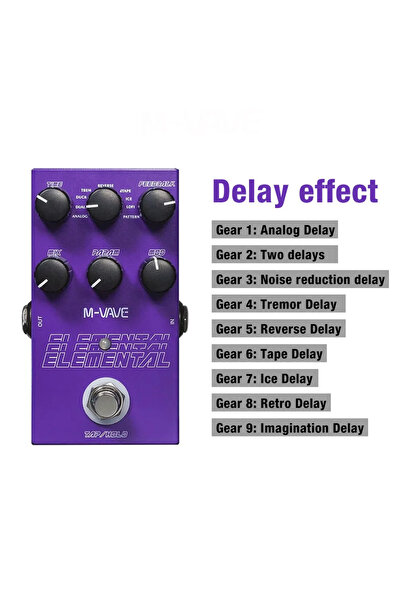 Choice وحدة تأثير التأخير M-VAVE صدى/تحميل زائد/تشويه/وضوح/إثارة جيتار كهربائي