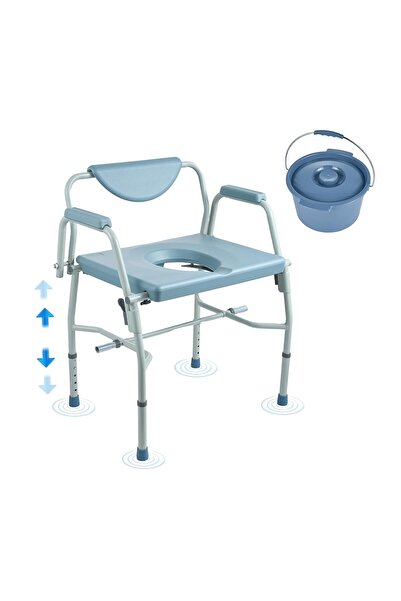 medi كرسي بجانب السرير مع اذرع منسدلة ومسند ظهر قابل للفصل اوزان ثقيلة