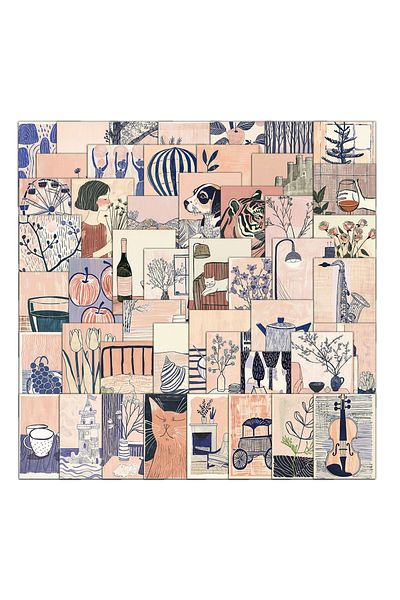 Choice 55PCS 55PCS Abstract Art Illustrations Simple and Fresh Life Handbooks Notebook Phone Cases Photo Fr