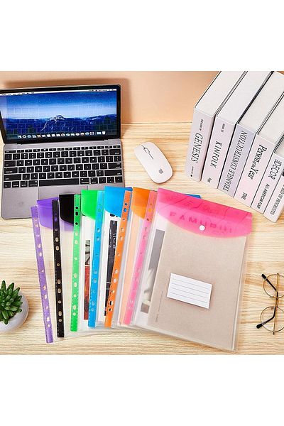Choice 12-Piece File Holder, Binder Dividers with Snaps, Fits 2/3/4/11 Binders, 6 Colors