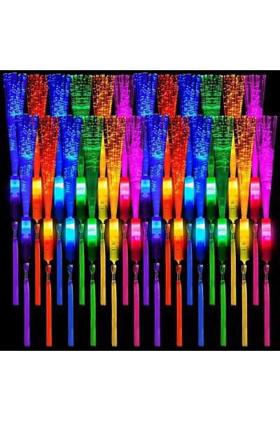 Choice 12pcs A 12/24/48Pcs Glow Fiber Wands Sticks LED Flashing Stick Light up Stick Colorful Fiber Optic W