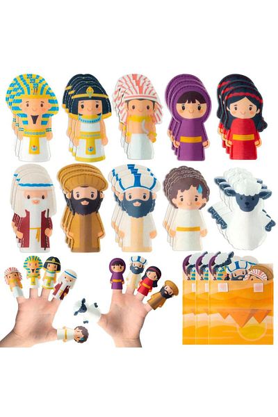 Choice LQ-W059B 30Pcs Passover Felt Finger Puppets Scenario Package Cartoon Egyptian Pharaohs Lambs Charact