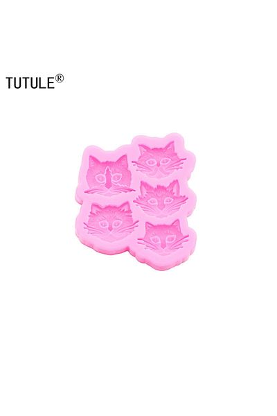 Choice Pink 3D Cat Head Flip Candy Chocolate Cake Silicone Mould DIY Cat Head drop glue jewelry Accessories