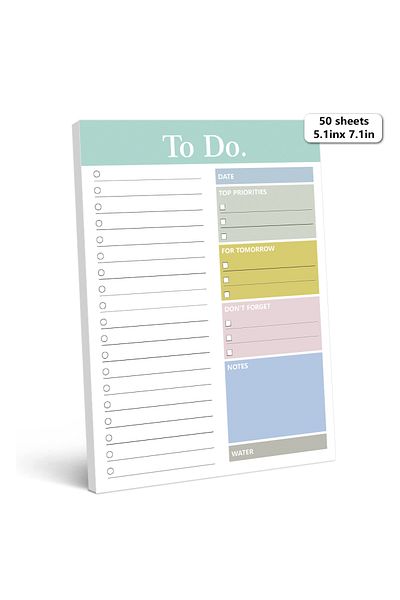 Choice green 1pc To-Do Notepad - 50 Sheet Daily Planner Notepad, 5.1x7.1 Inch, Tear-Off Notepad, Home, Offi