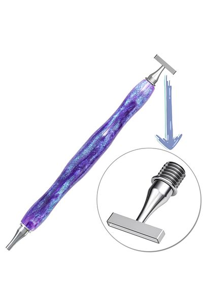 Choice B Purple-6 New Resin Diamond Painting Pen, Thin Multifunctional Stainless Steel Threaded Tip Diamond