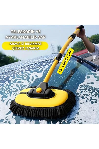 Polham 100CM Uzayabilen Teleskopik Saplı Kuru Islak Araç Temizleme Fırçası, İ...