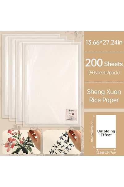 Choice 13.66 in x 27.24 in 200 Sheets Marie's Xuan Paper,Soft Papers Sheng/Raw Xuan for Block Printing,Wate