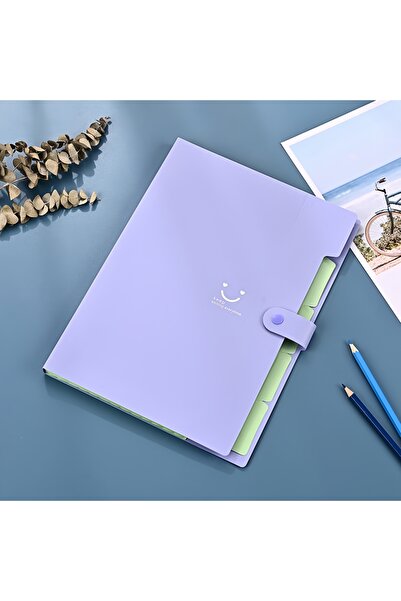 Choice5 Lavender A4 Multi-Layer Folder File Bag Candy Color Five Grid Organ B...