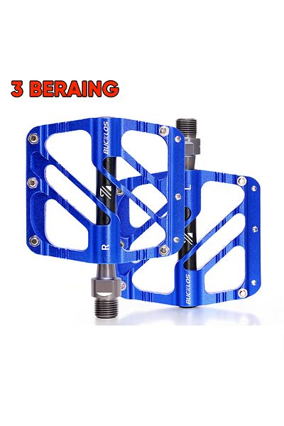 BUCKLOS 3 Bearing Blue BUCKLOS Bike Pedals MTB Bicycle Pedal Flat Platform Bearing Mountain Bike Ultrilight