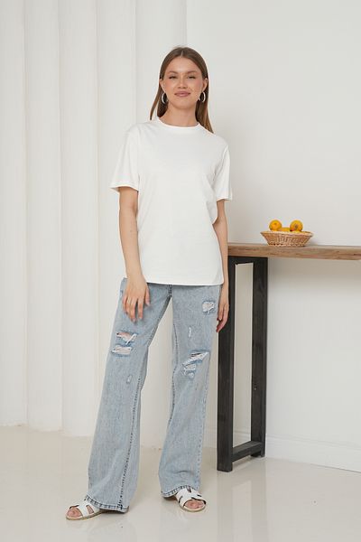 Ay Moda Collection Women's Crew Neck Short Sleeve T-Shirt Made of Interlock Fabric