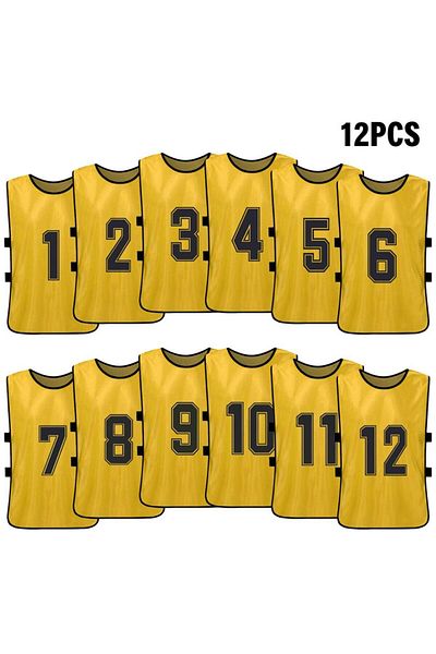 Choice Gold 12pcs Adults 6/12PCS Kid's Football Pinnies Quick Dry Soccer Jersey Youth Sports Scrimmage Bask
