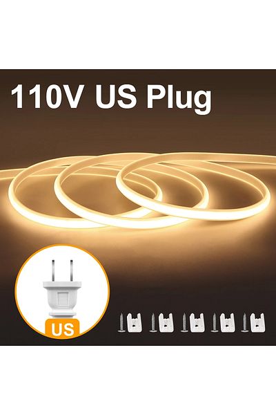 Choice 5M Warm White-110V 110V 220V Super Bright COB LED Strip with Switch FOB Tape Ribbon EU US Plug 35M 3