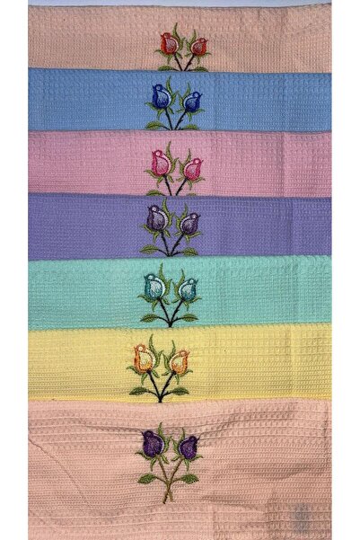 KOZATEX Kozavitri̇n Flower Embroidered 6-Piece Napkin-Kitchen Towel Drying Cl...