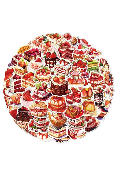 Choice 50PCS Strawberry Cake Dessert Graffiti Stickers for Helmet Bicycle Hand Account Pencil Case Decals