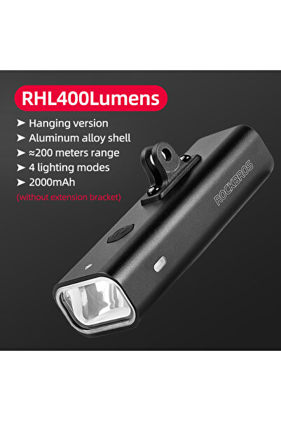 ROCKBROS مصباح أمامي للدراجة ROCKBROS 400 لومن (ضوء فقط) IPX6 من النوع c مصباح أمامي معلق قابل لإعادة الشحن للدراجة