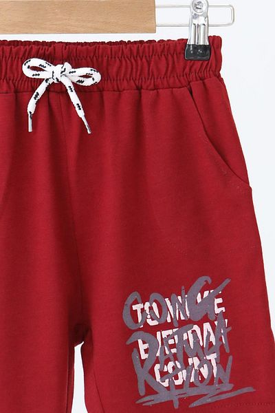 TOFİSA Boy's Burgundy Printed Shorts - 27330