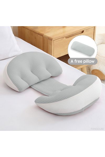 PANGDUBE Grey PANGDUBE Pregnancy Pillow with 1pc Free An Auxiliary Pillow Cotton Waist Support Pillow for Pre