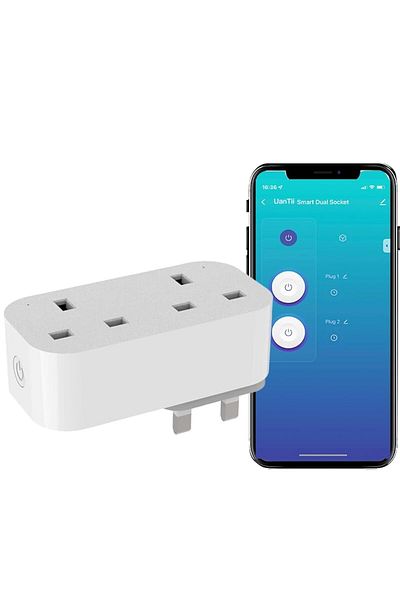 UanTii Smart Plug Tuya WIFI Double Socket Timing Schedule Wireless Smart Outlet Intelligent Smart Pl
