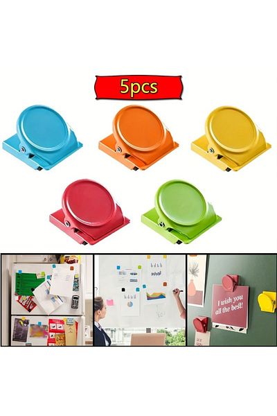 Choice 5pcs Mixed colors 5pcs Magnetic Office & Fridge Clips - Multicolor, Multi-Use Document Organizers fo