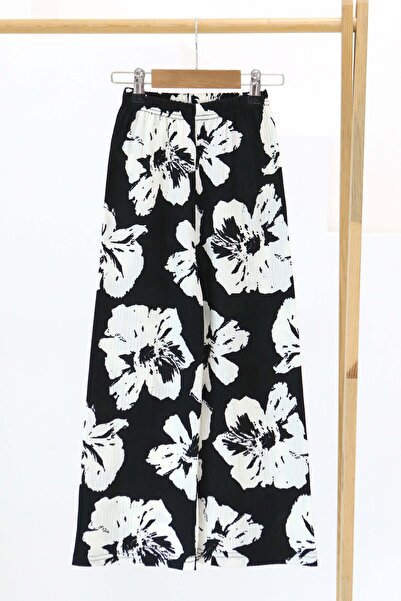 TOFİSA بنطلون بناتي منقوش باللون الأسود - 27305