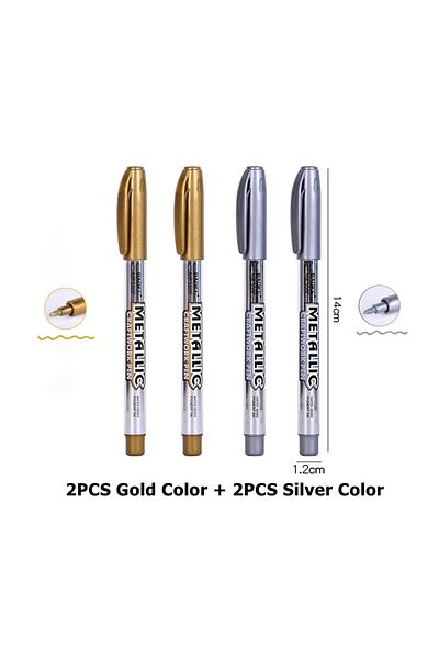 Choice 2 gold and 2 silver Metallic Marker Pen Waterproof Permanent Acrylic Gold Silver Color Pen Back to S
